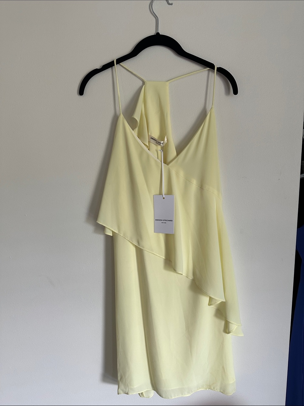 NWT Amanda Uprichard beautiful Yellow Asymmetrical Ruffle Mini Dress